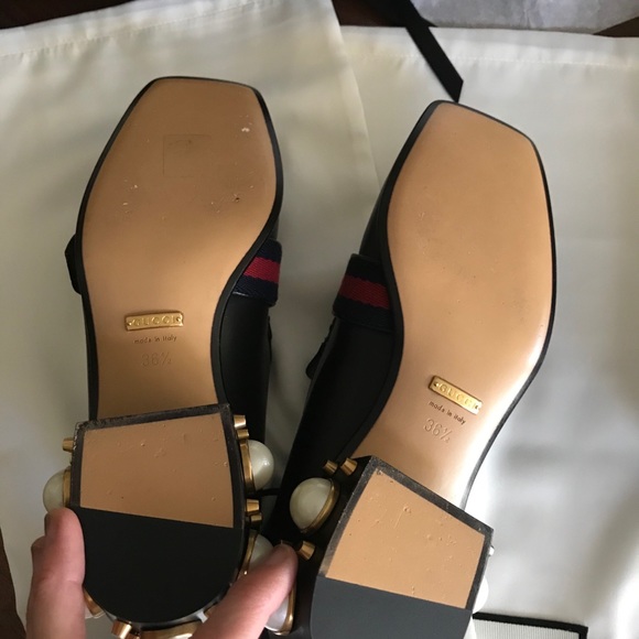 SOLD‼️ Gucci Mid Heel Pearl Loafers 36.5 /7 - Picture 6 of 11